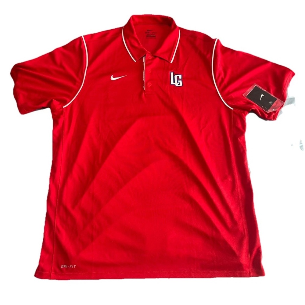 NWT Nike Dri-Fit Mens Polo Shirt Sz XL Red Performance LG Logo Golf Sports New